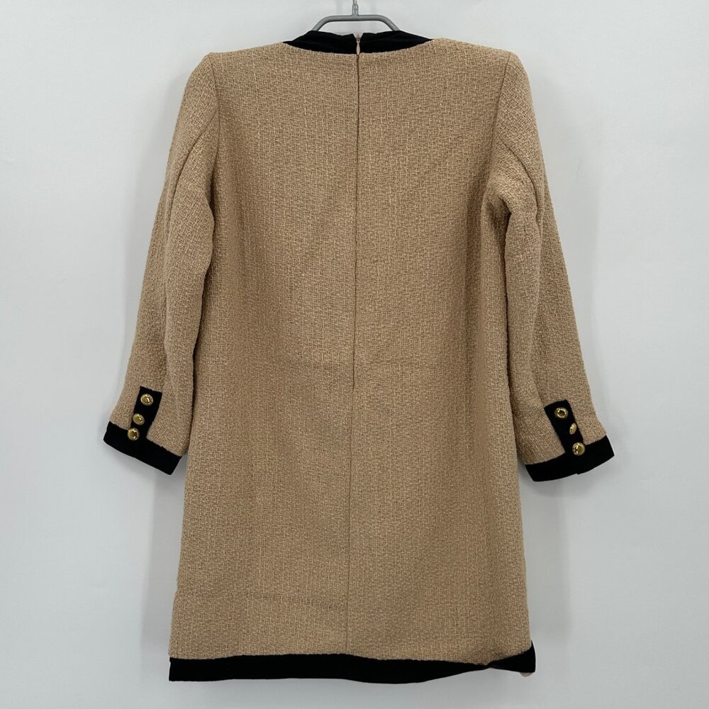 Pomander Place by Tuckernuck Tan Coco Tweed Bow Dress XS Long Sleeve NWT - Picture 5 of 5
